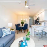 Bright, open living and dining area with modern kitchen!