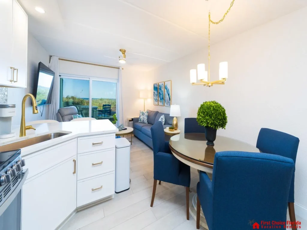 Bright kitchen and dining area with ocean views!