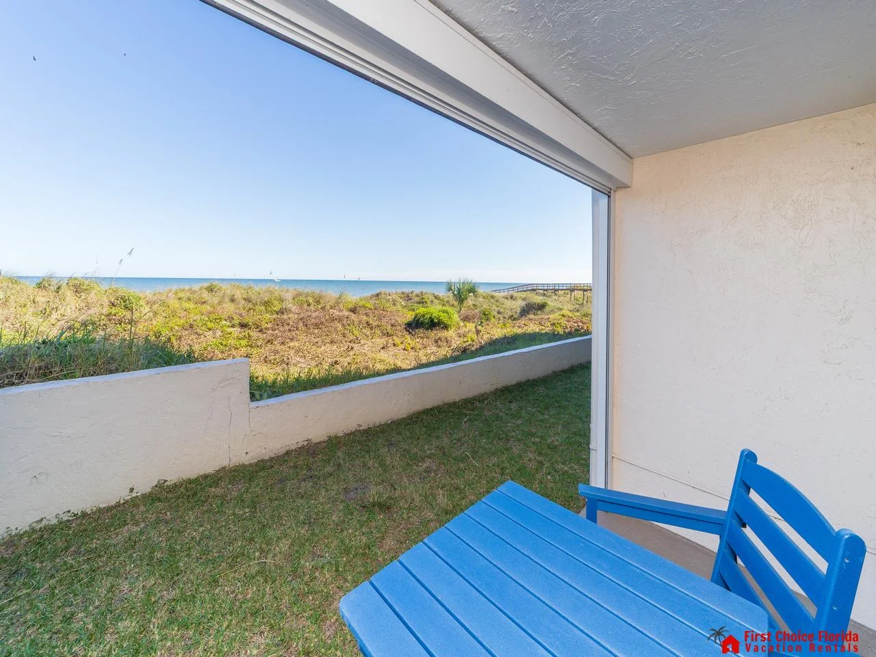 Cozy patio with serene ocean and dune views!