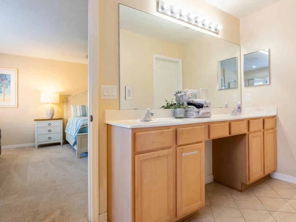 Bright and airy primary bathroom with double vanity!