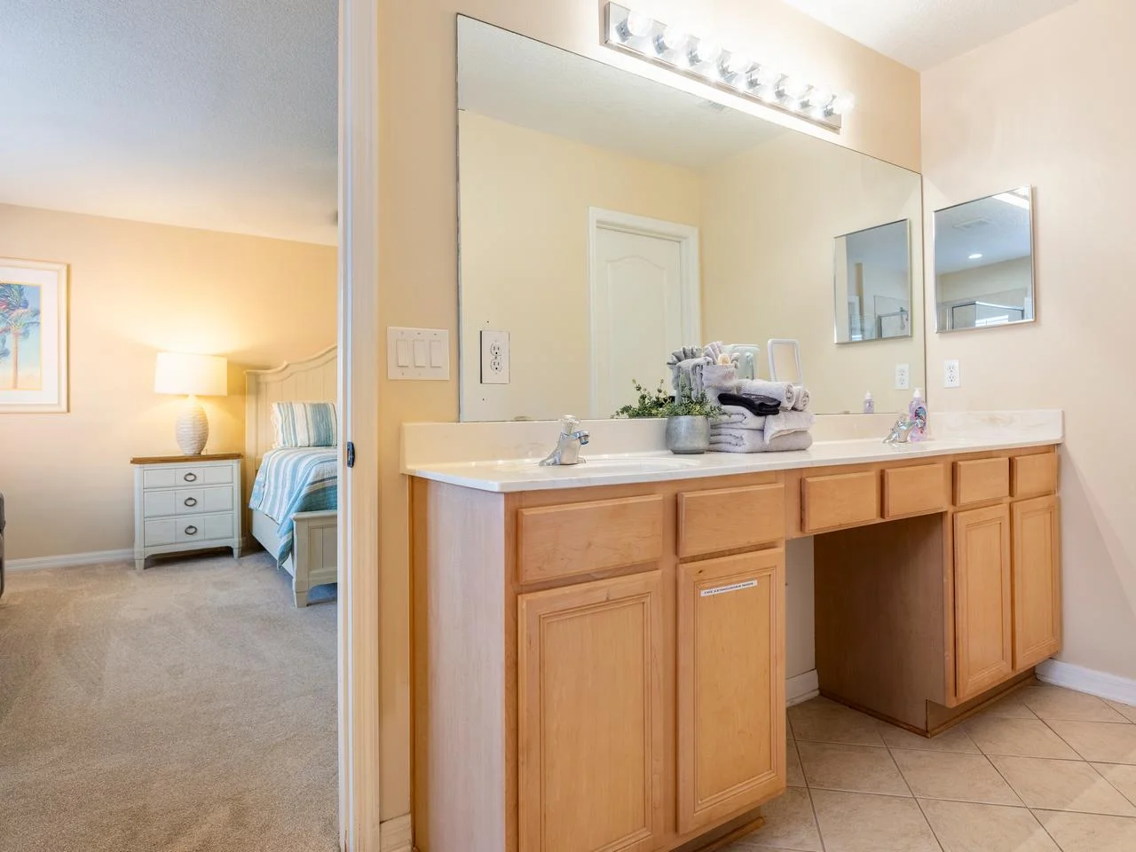 Bright and airy primary bathroom with double vanity!