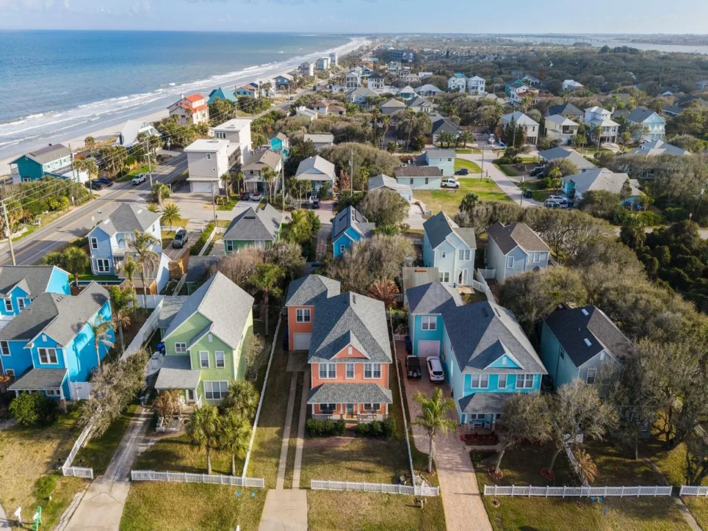 Charming coastal neighborhood with colorful beach cottages!