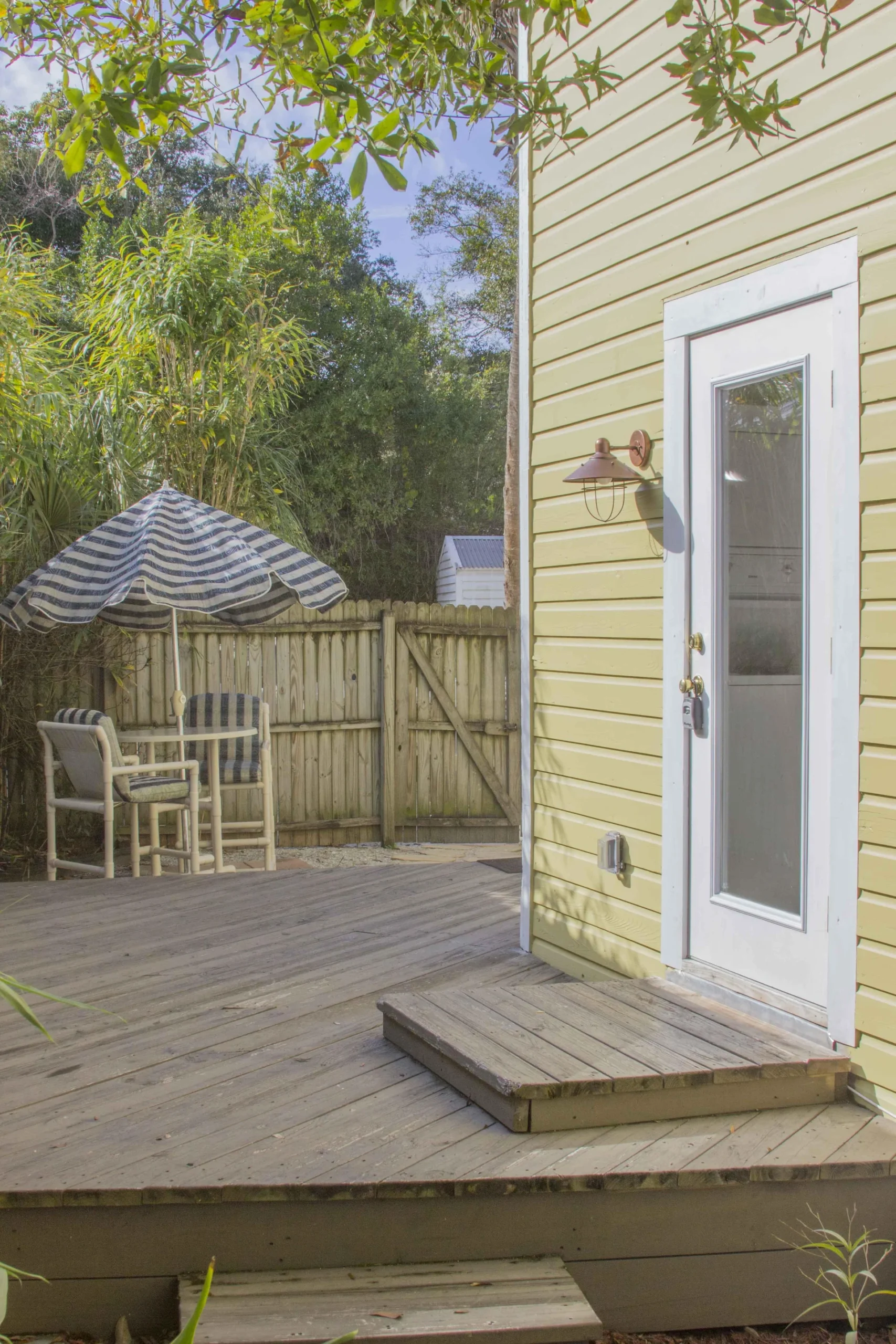 Ground level deck/entry door