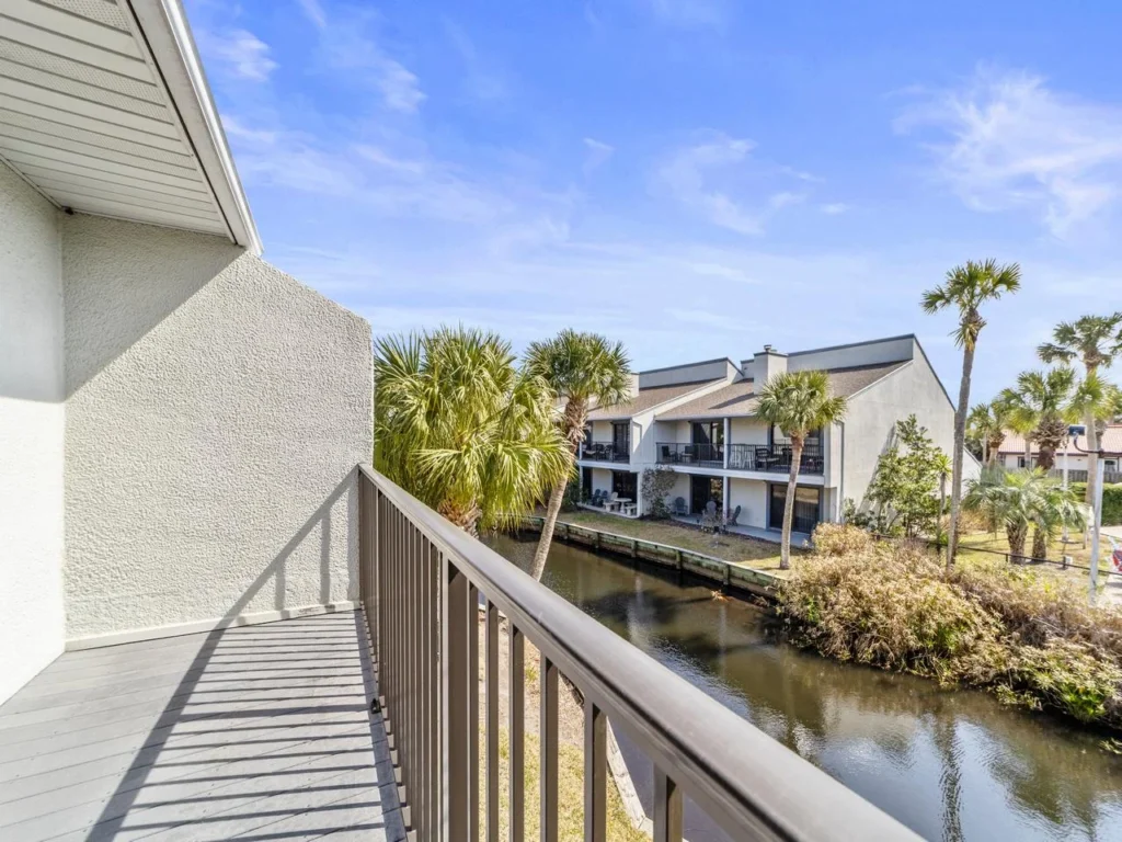 Peaceful balcony retreat overlooking tranquil waterfront views