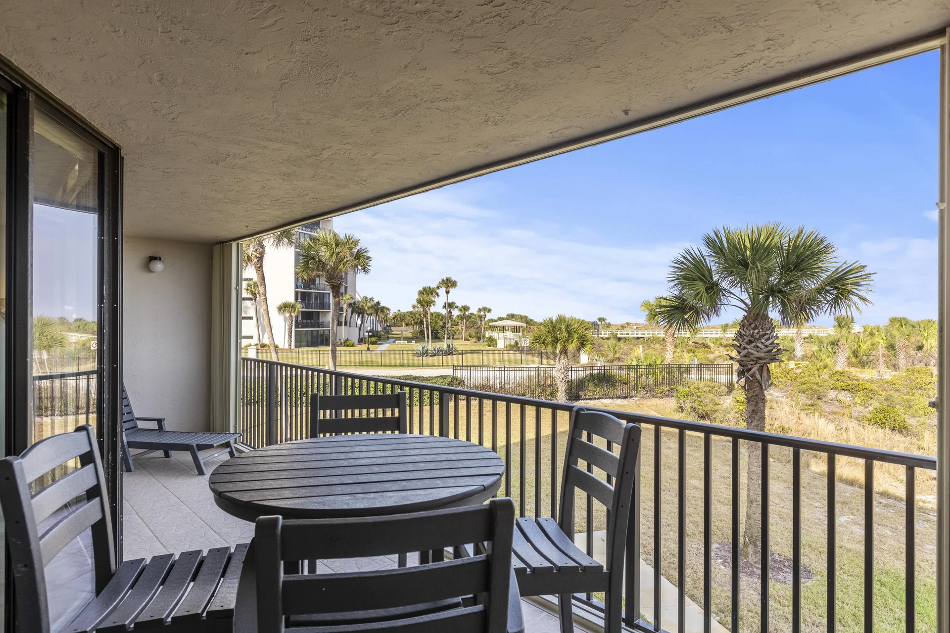 Dine on the spacious balcony with majestic views