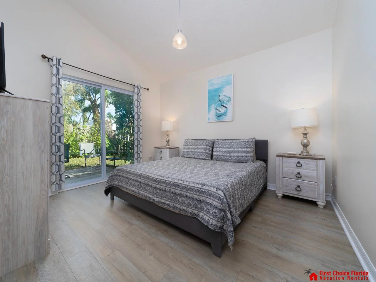 Bright and airy bedroom with garden views and modern comfort