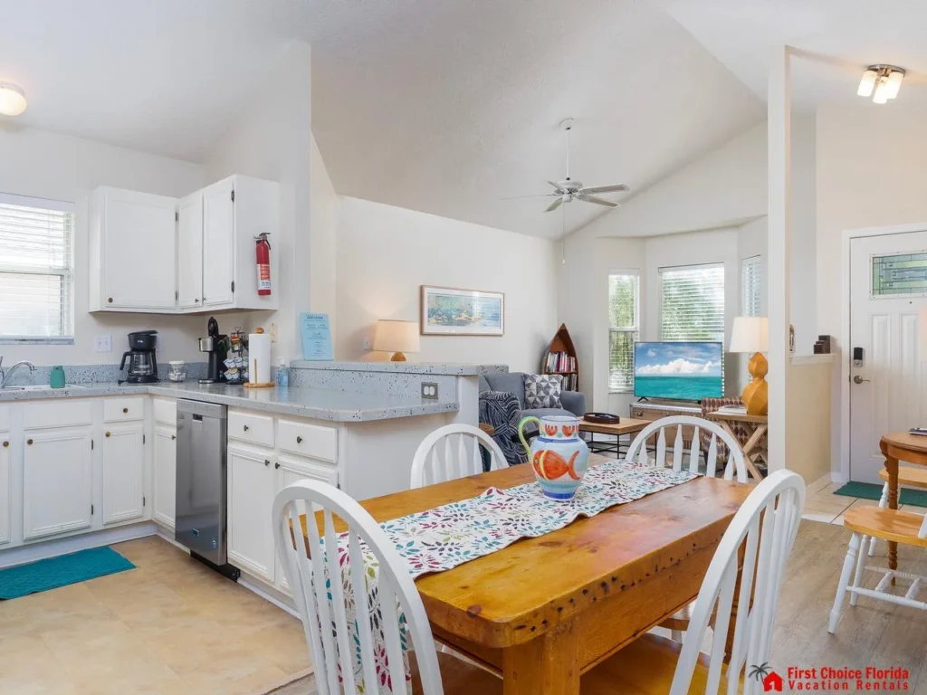 Bright, airy kitchen and dining area perfect for family meals