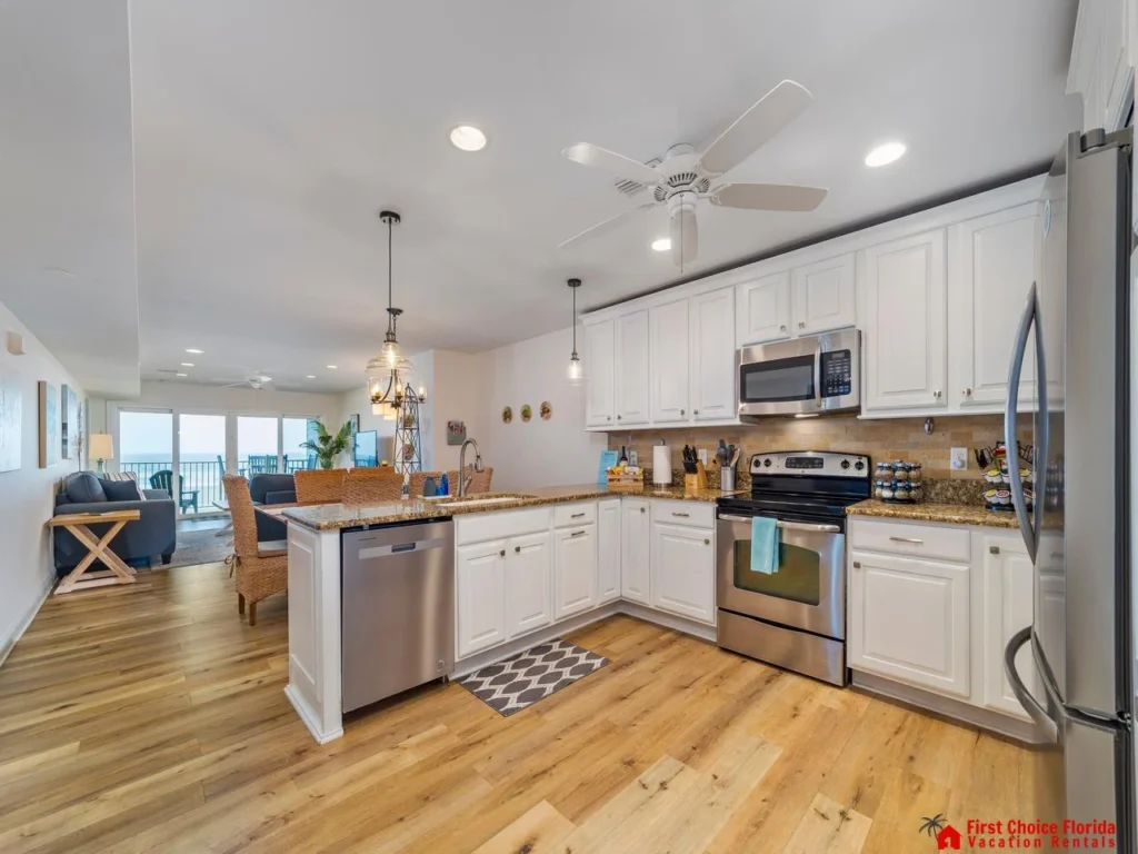 Spacious kitchen with modern appliances and cozy dining nook