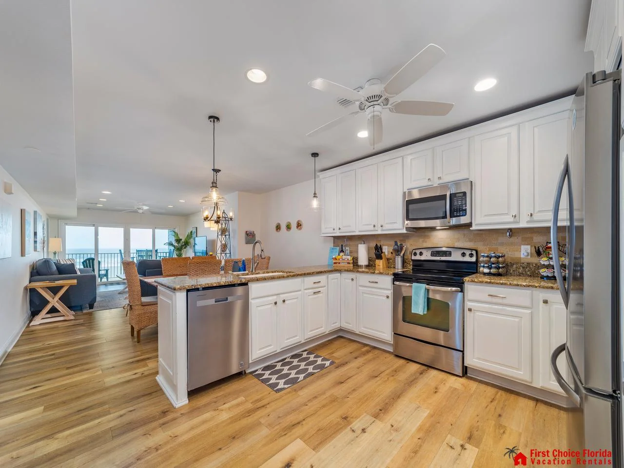 Spacious kitchen with modern appliances and cozy dining nook