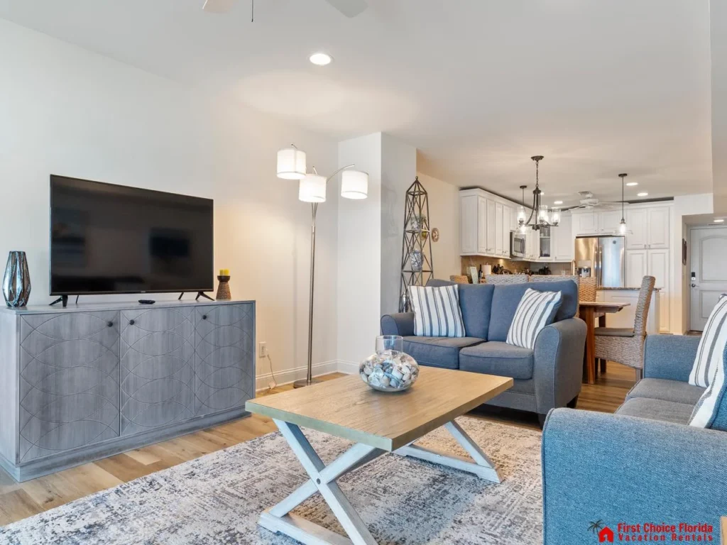 Cozy living room with modern comforts and open layout