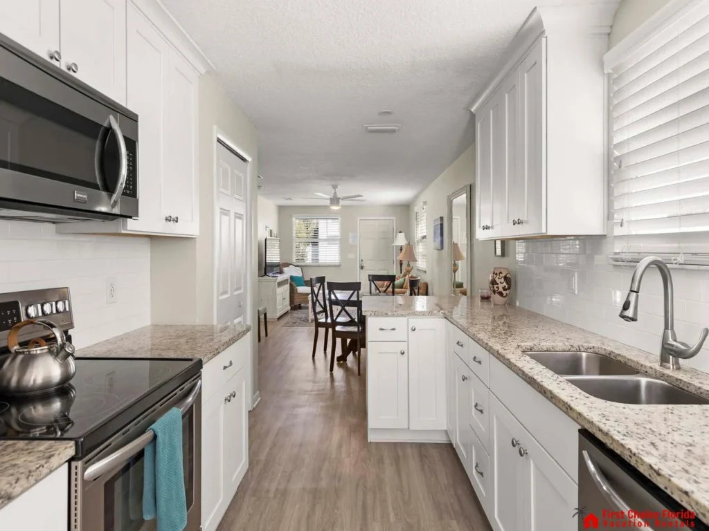 Bright, modern kitchen with sleek appliances and ample counter space