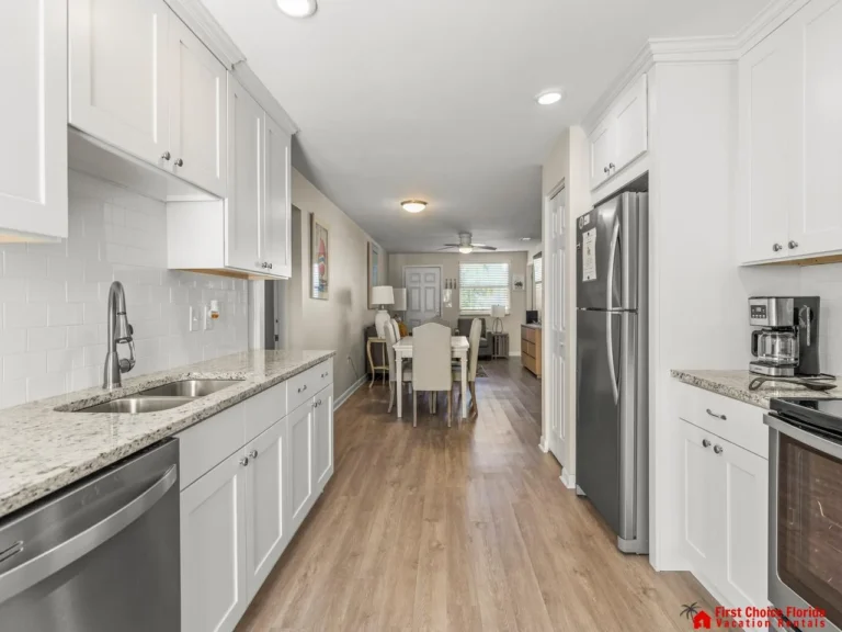 Bright, modern kitchen with sleek appliances and spacious layout