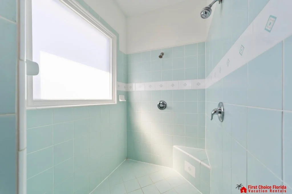 Bright, airy bathroom walk-in shower with refreshing natural light!