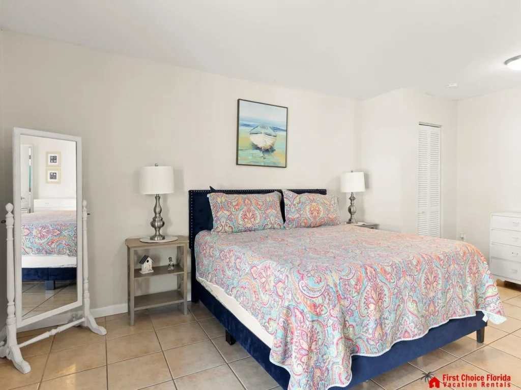 Bright and cozy bedroom with charming coastal decor