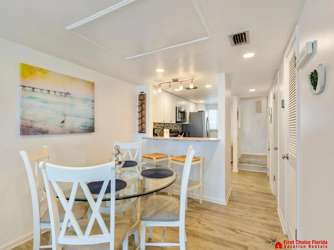 Bright and airy dining area with coastal-inspired decor