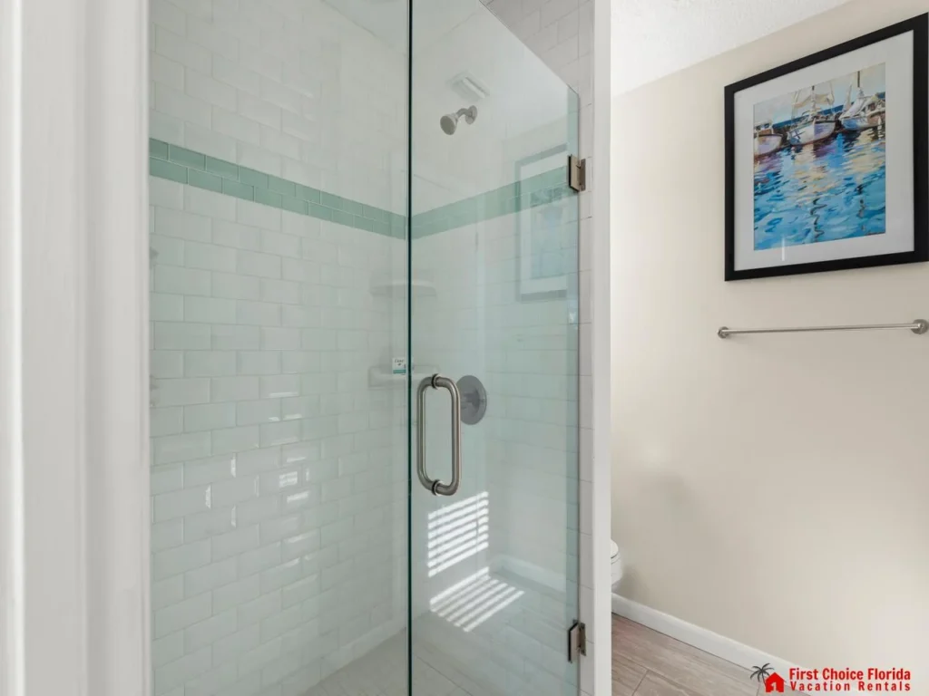 Bright, modern bathroom with sleek glass shower enclosure