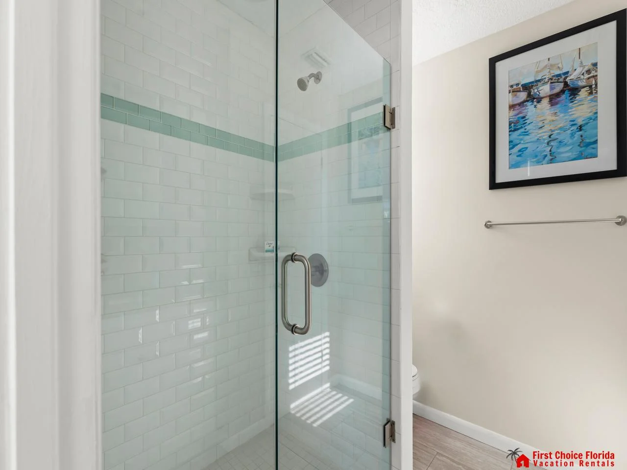 Bright, modern bathroom with sleek glass shower enclosure
