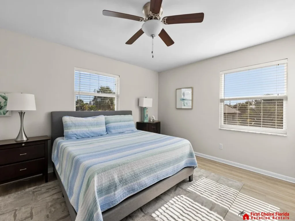 Bright and airy bedroom with scenic window views and cozy comfort