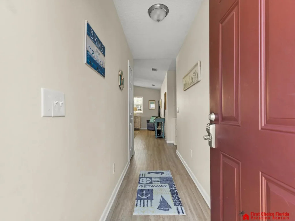 Welcoming entryway leading to your cozy vacation retreat