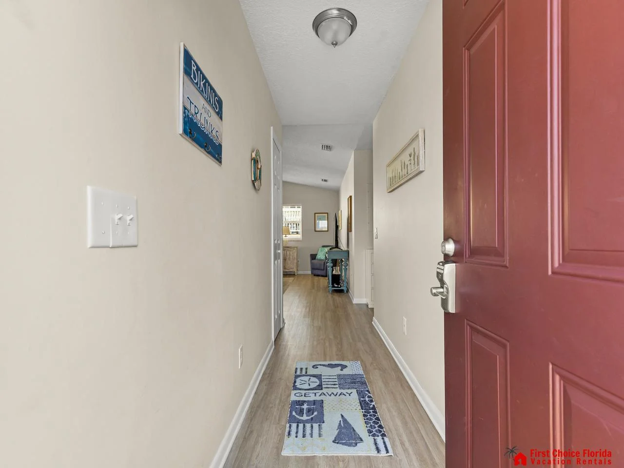 Welcoming entryway leading to your cozy vacation retreat