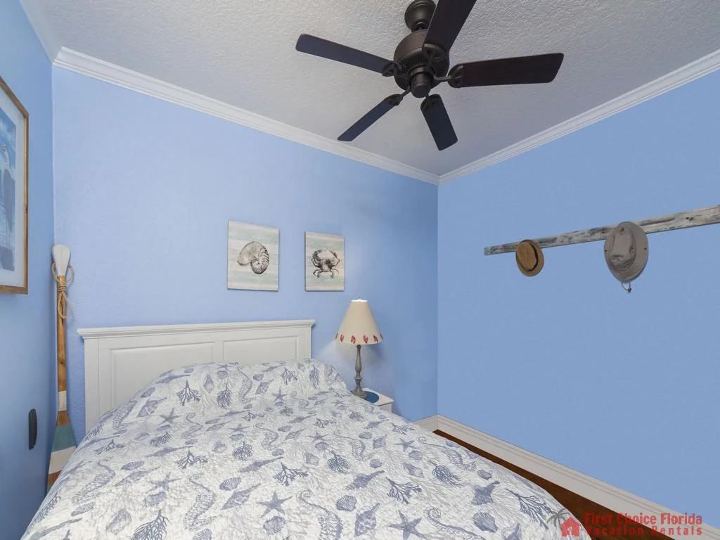 Island Surf Cottage Guest Bedroom with Fan